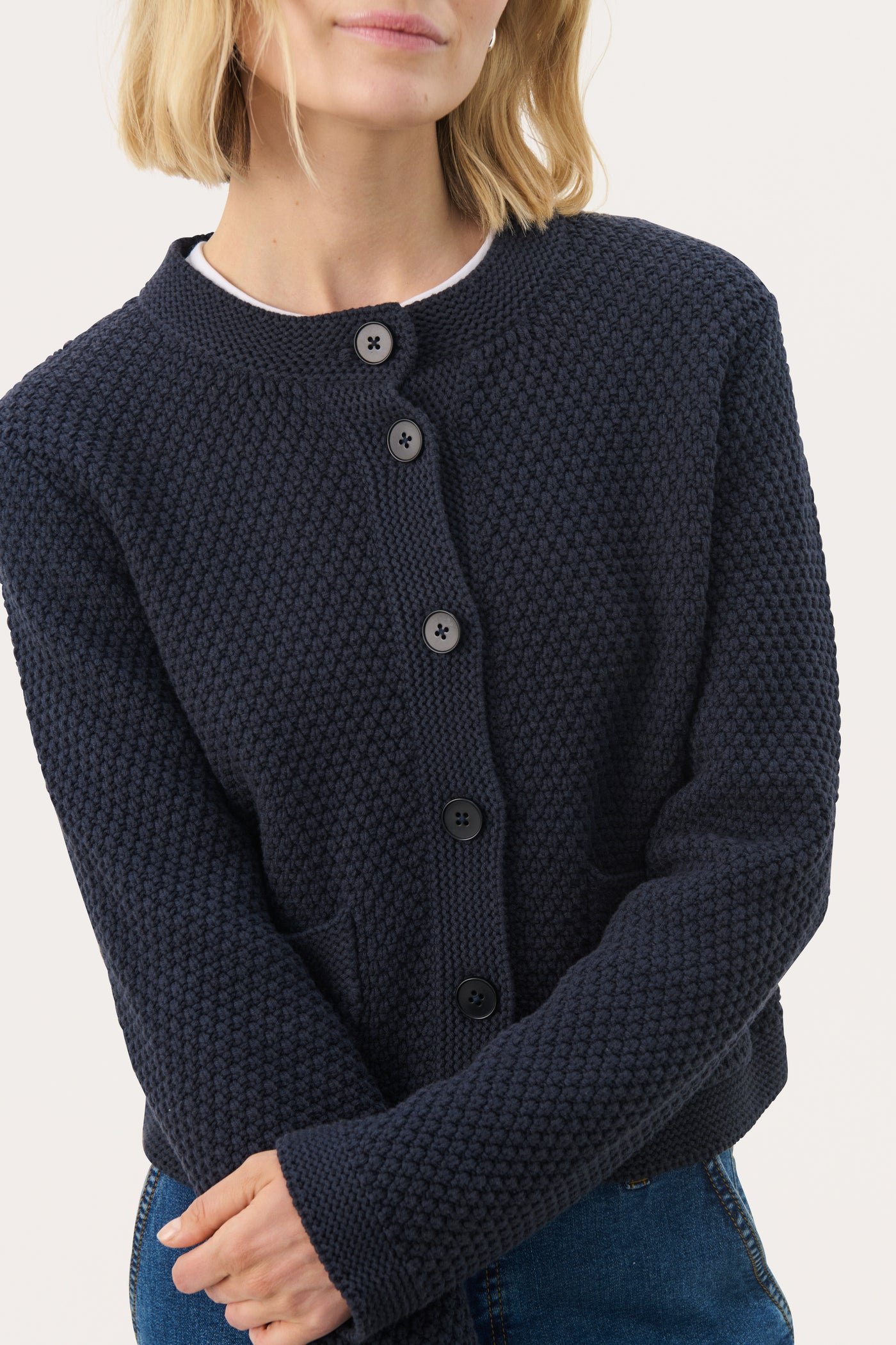 ElmiePW Cardigan Dark Navy