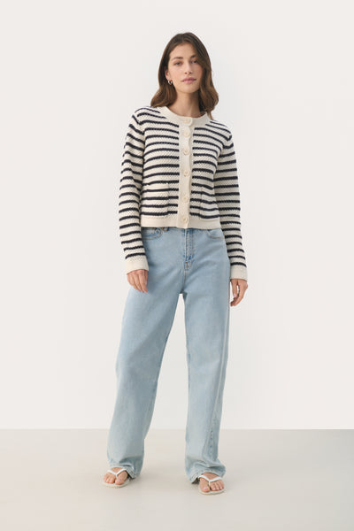 ElmiePW Cardigan Dark Navy Stripe