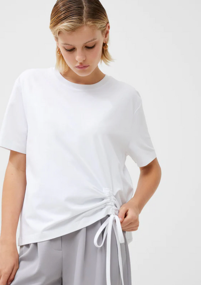 Rallie Cotton Rouched T-Shirt White