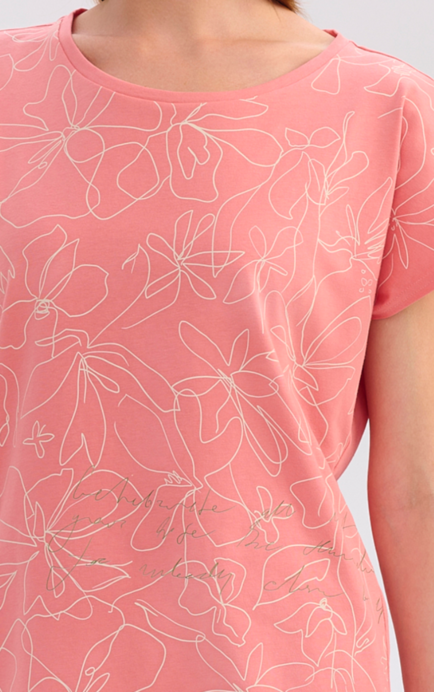 FERIA casual blouse with a floral motif pink