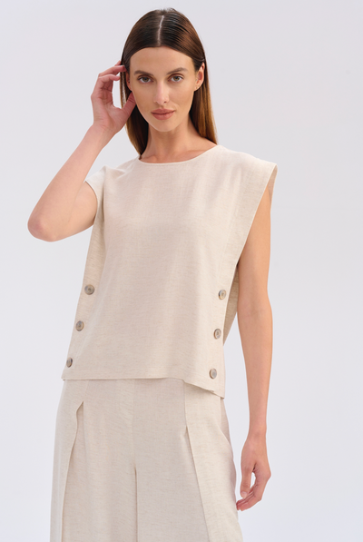 Casual-visiting blouse FERIA in natural linen colour