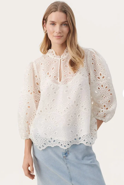 GRETHEPW LACE BLOUSE CREAM