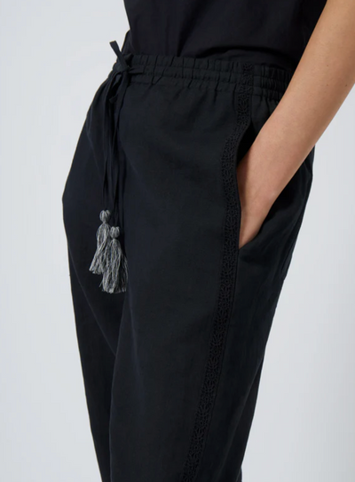 Spring Linen Mix Drawstring Trousers