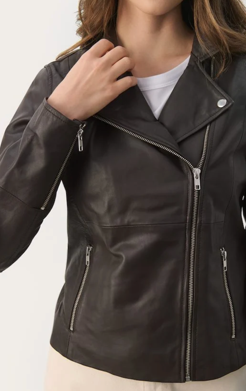 FRANCESPW LEATHER JACKET BROWN