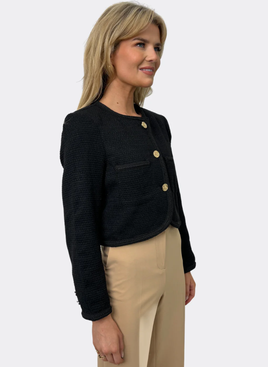 KATE & PIPPA NICKY BUTTONED JACKET IN BLACK