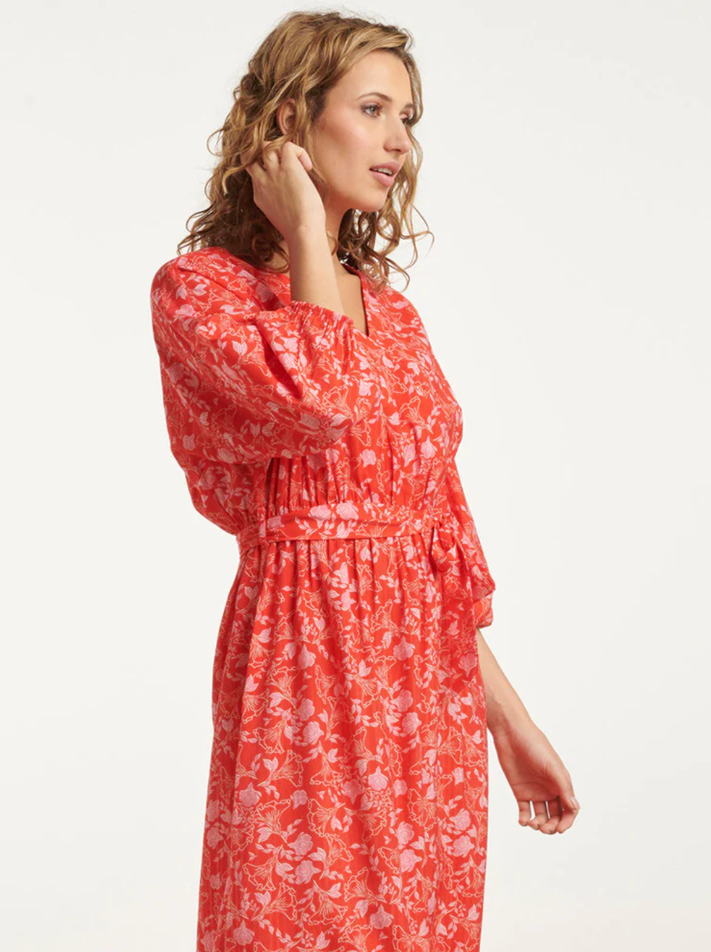 BABY FLORAL PRINT MAXI DRESS | RED-MULTICOLOUR