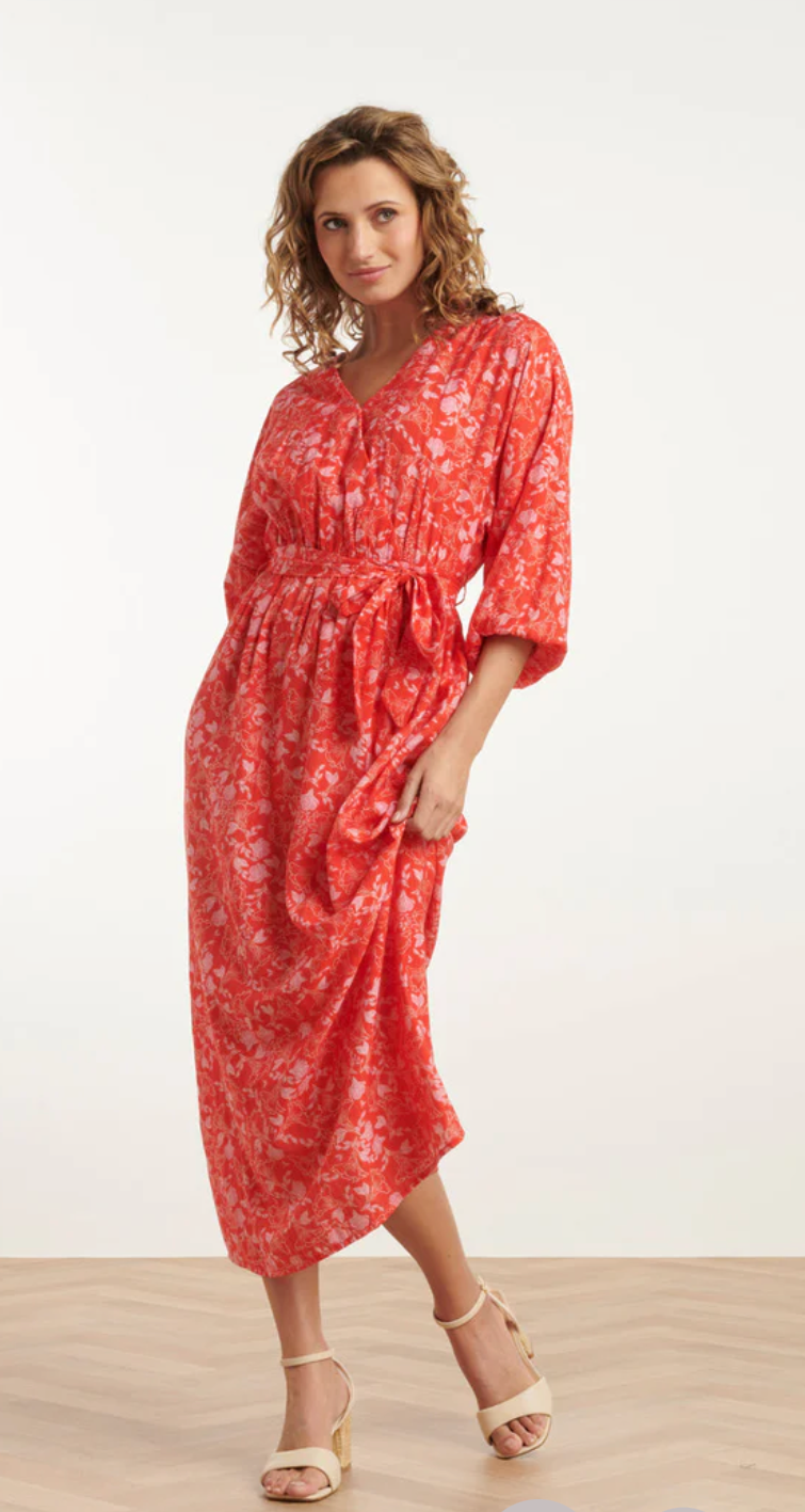 BABY FLORAL PRINT MAXI DRESS | RED-MULTICOLOUR