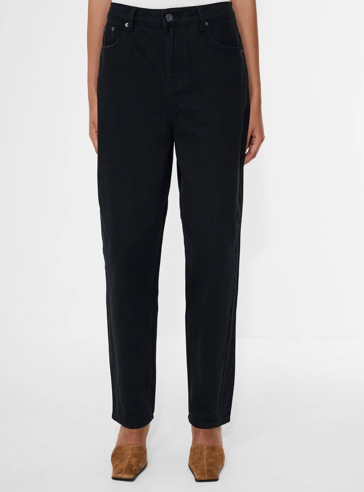 Loren Twill Denim Barrel Leg Jeans Black