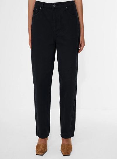 Loren Twill Denim Barrel Leg Jeans Black