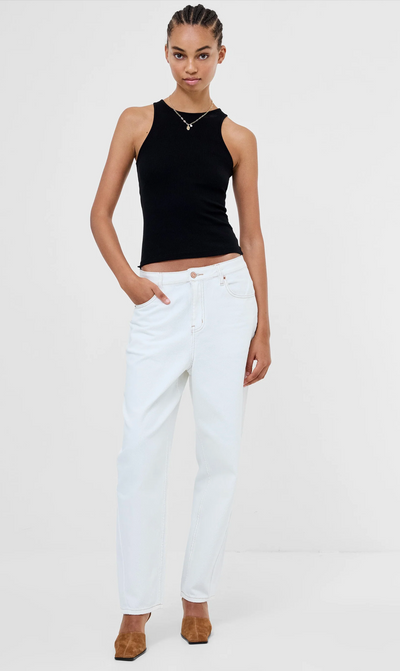 Loren Twill Denim Barrel Leg Jeans White