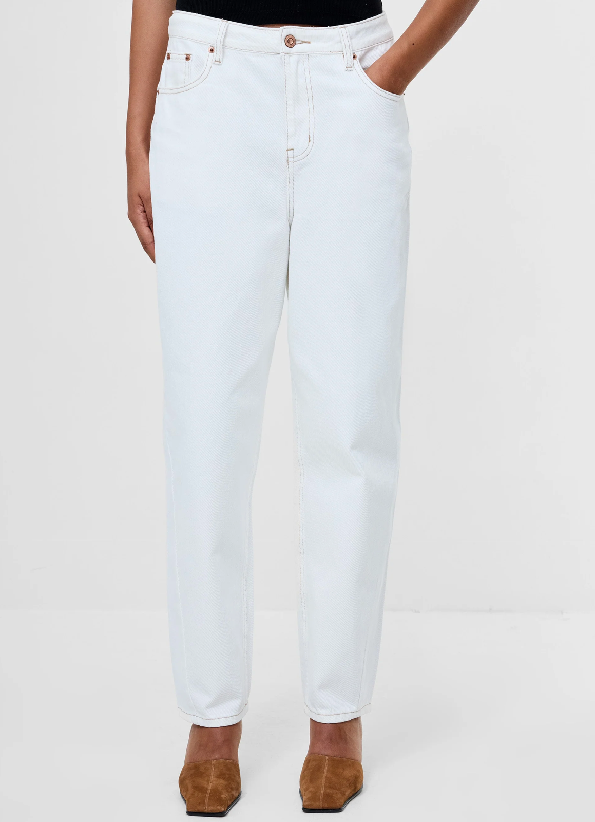 Loren Twill Denim Barrel Leg Jeans White