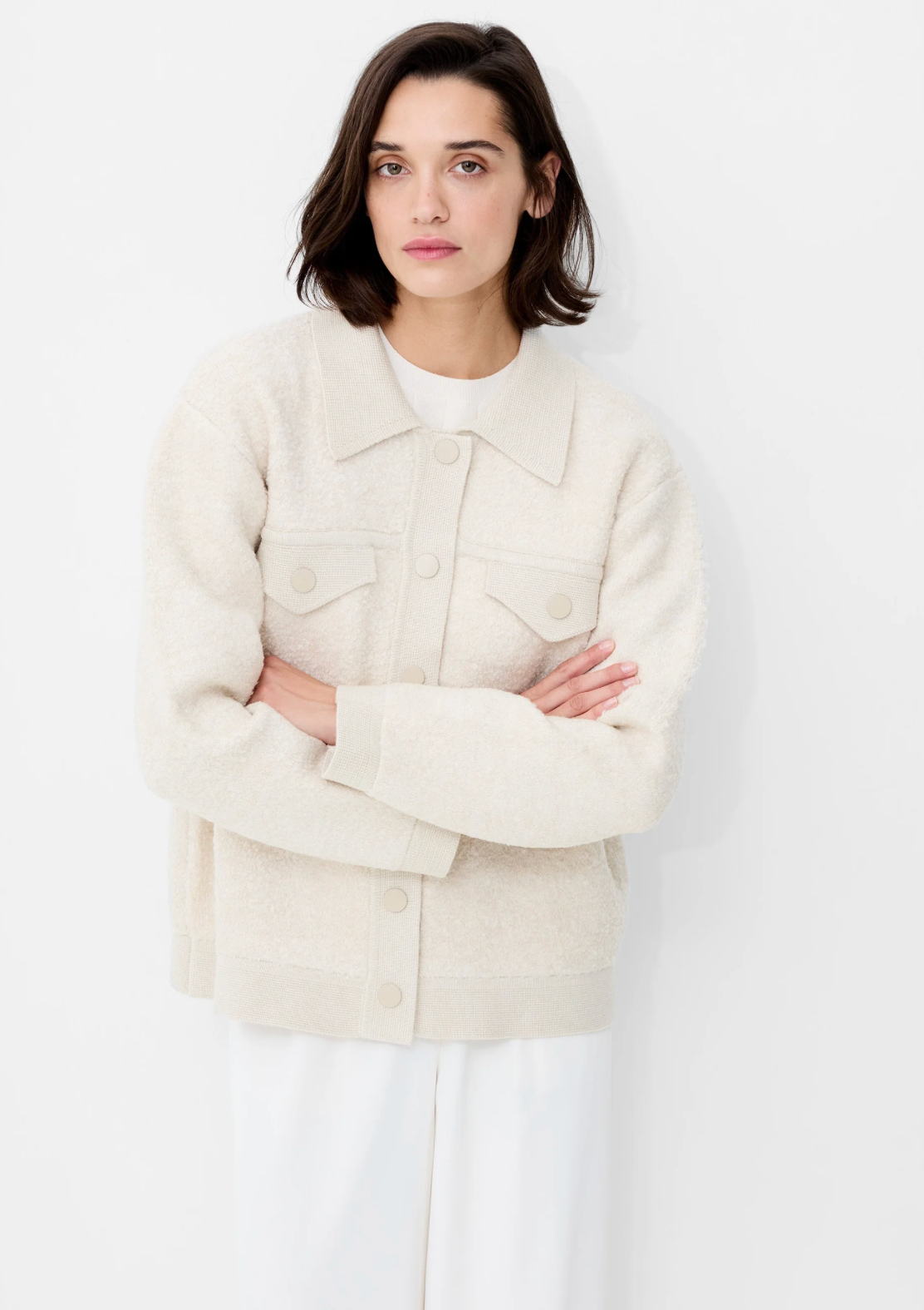Ramira Long Sleeve Boucle Knit Jacket