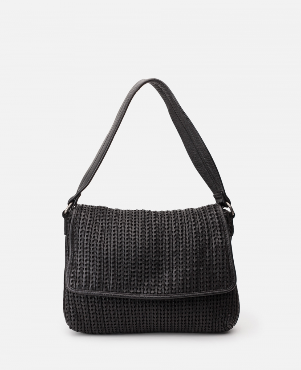 Leather shoulder bag BIBA Moab Black