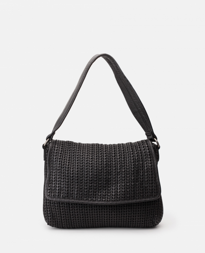 Leather shoulder bag BIBA Moab Black
