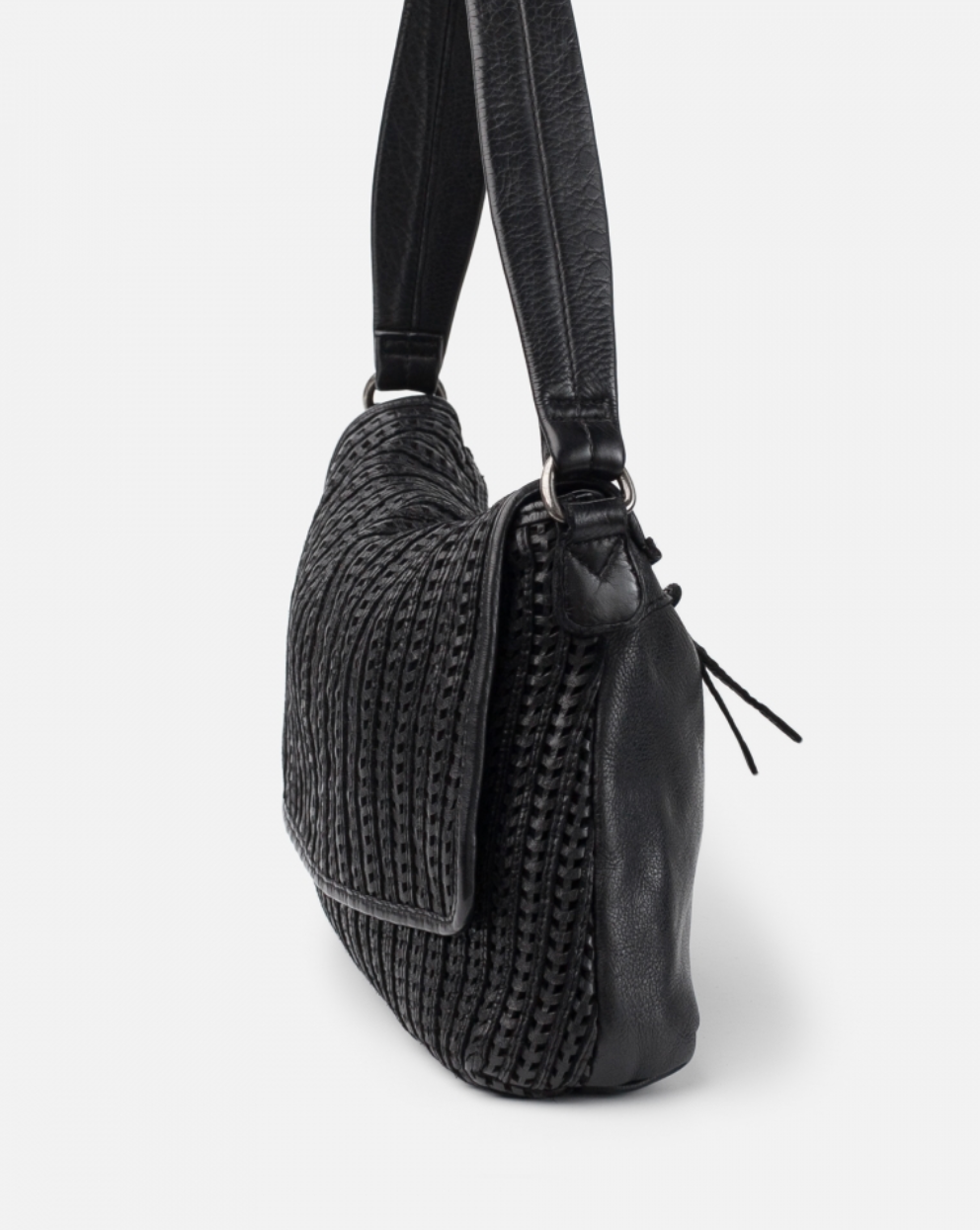 Leather shoulder bag BIBA Moab Black