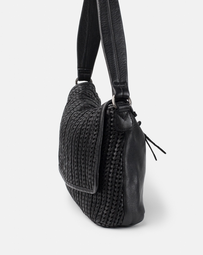 Leather shoulder bag BIBA Moab Black
