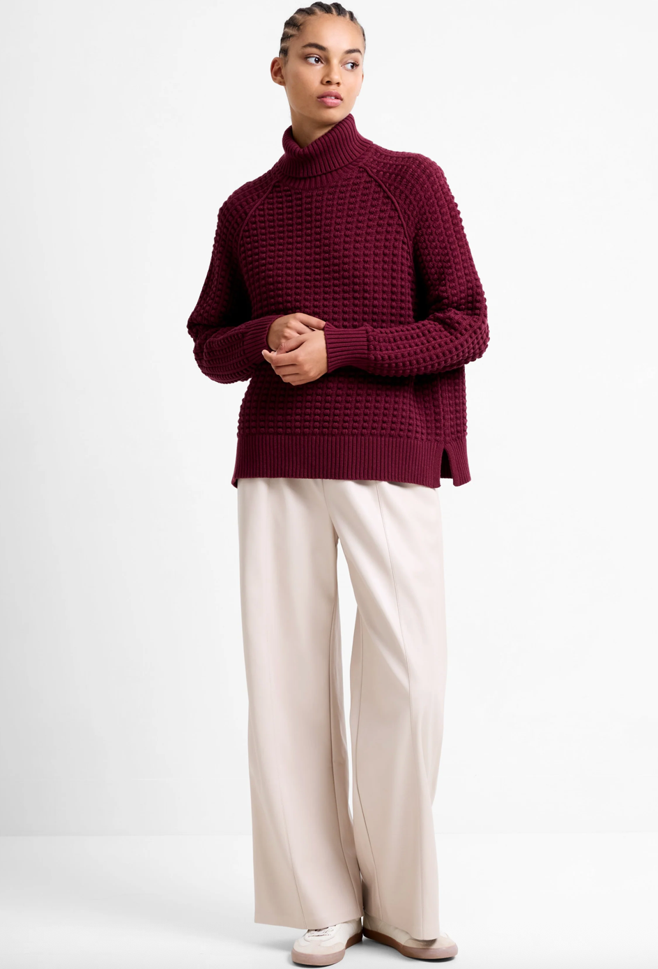Keya Popcorn Knit Roll Neck Jumper