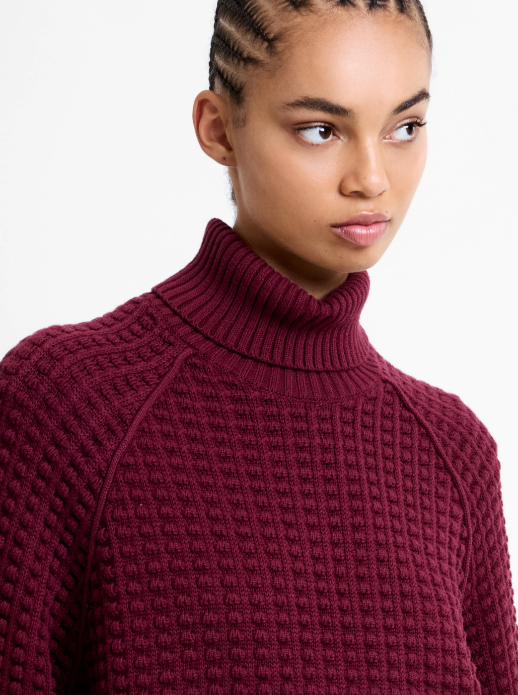 Keya Popcorn Knit Roll Neck Jumper