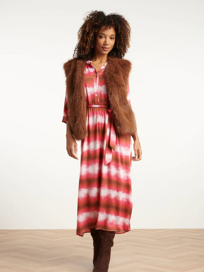 25621 BROWN FAUX FUR GILET | BROWN