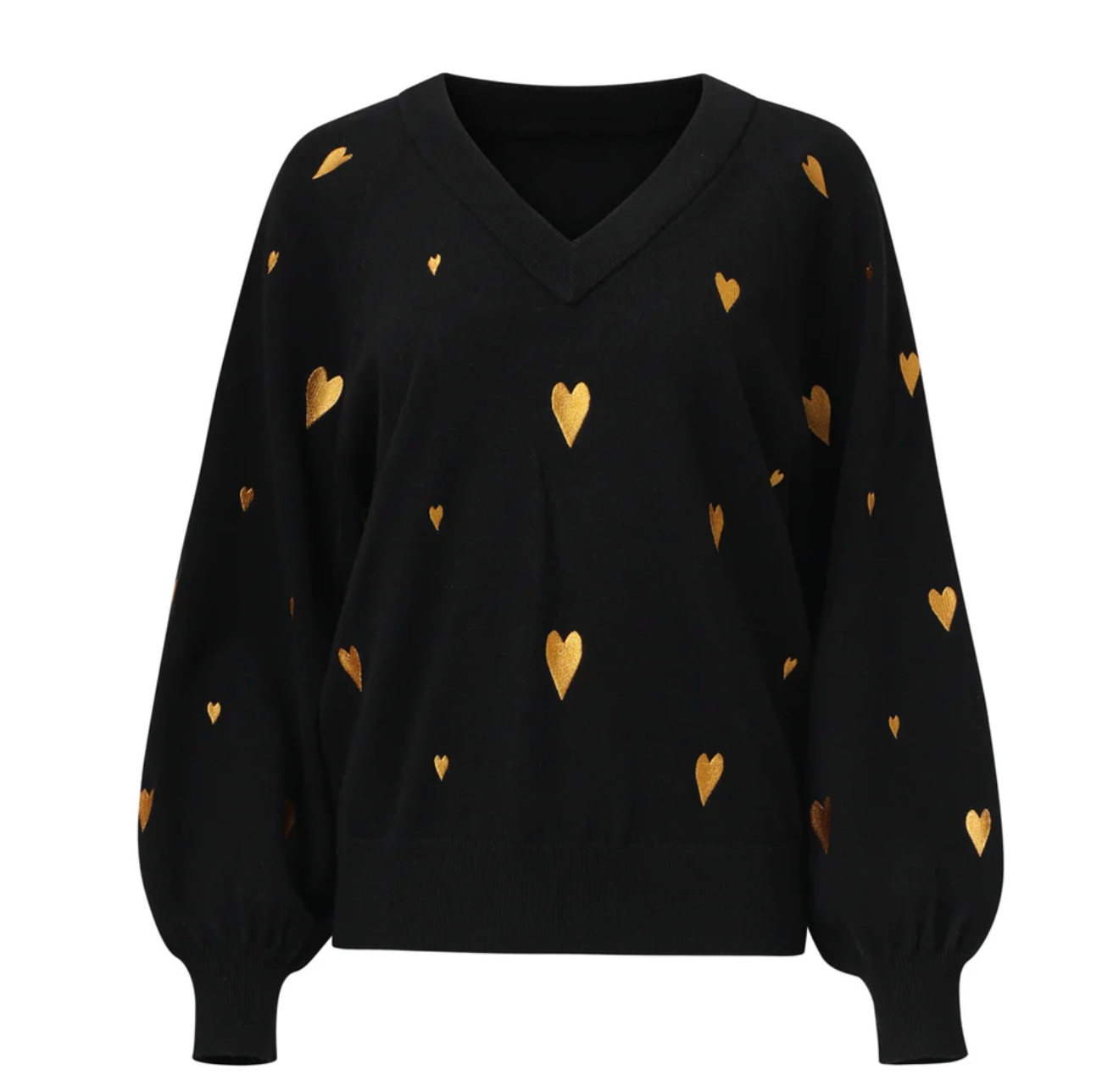25532 HAARTJES KNIT TOP BLACK WITH GOLD | BLACK - GOLD