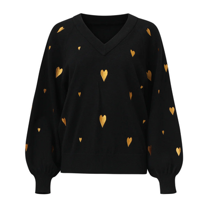 25532 HAARTJES KNIT TOP BLACK WITH GOLD | BLACK - GOLD