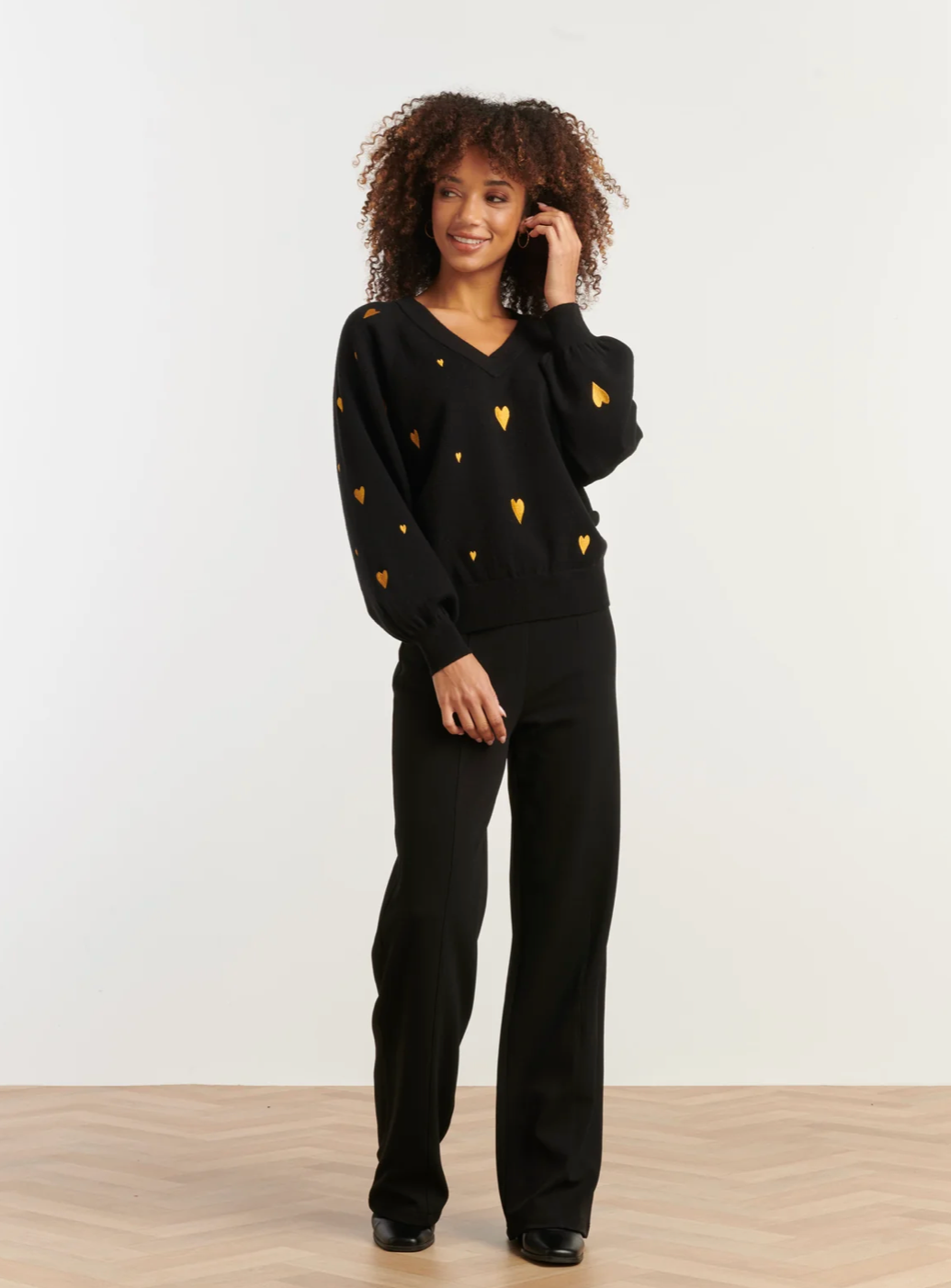 25532 HAARTJES KNIT TOP BLACK WITH GOLD | BLACK - GOLD