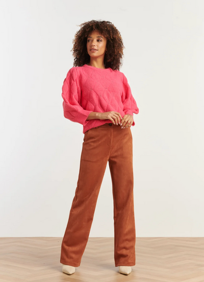 25500 SMASHED LEMON KNITTED LOOSE WOMEN'S SWEATER | CERISE
