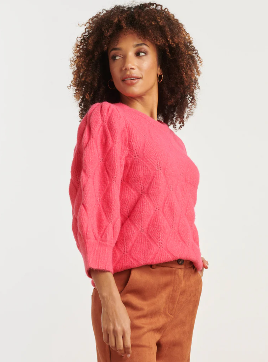 25500 SMASHED LEMON KNITTED LOOSE WOMEN'S SWEATER | CERISE