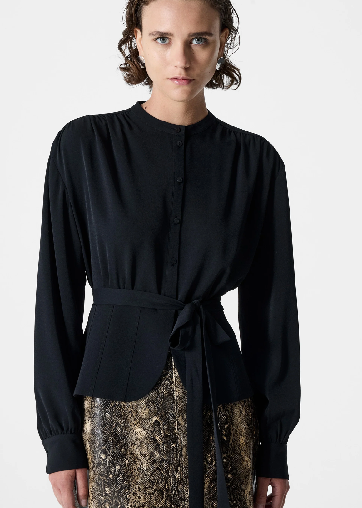 Arezzo Long Sleeve Waist Tie Shirt
