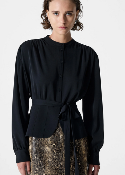 Arezzo Long Sleeve Waist Tie Shirt