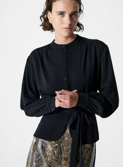 Arezzo Long Sleeve Waist Tie Shirt