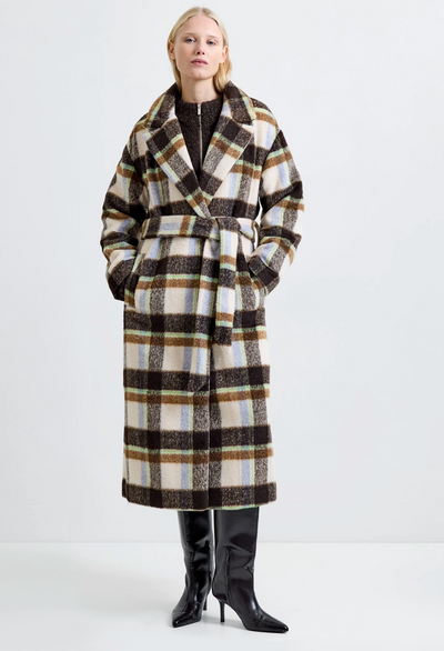 Remi Check Belted Coat
