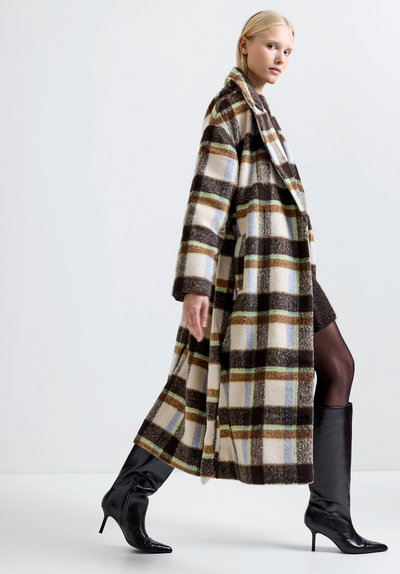 Remi Check Belted Coat