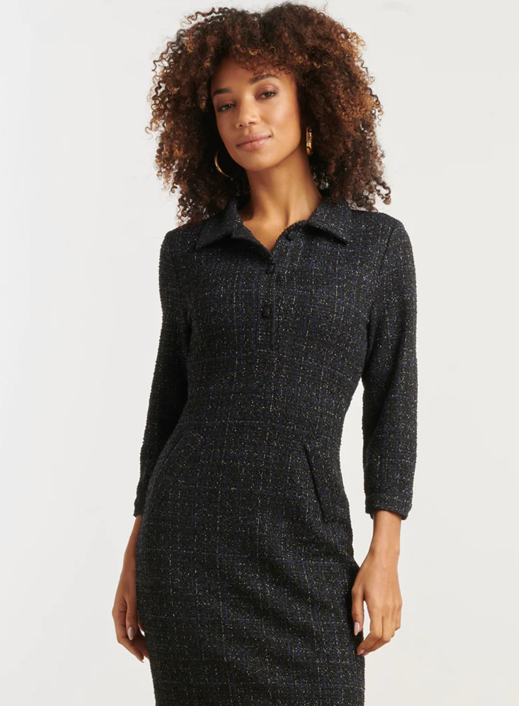 25604 GEWEVEN RUITTEXTUUR GETAILLEERDE NAVY JURK | NAVY