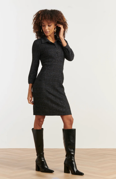 25604 GEWEVEN RUITTEXTUUR GETAILLEERDE NAVY JURK | NAVY