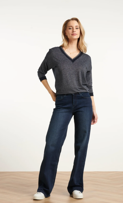 25670 WOMEN'S WITH LUREX LOOSE TOP | NAVY