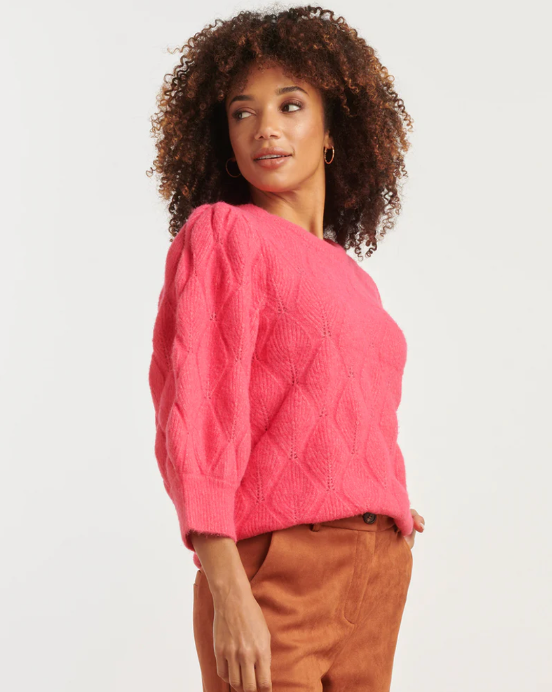 25500 KNITTED LOOSE WOMEN'S SWEATER | CERISE