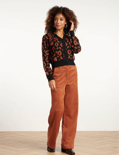 25536 ANIMAL PRINT VEST BLACK AND COGNAC | BLACK - COGNAC
