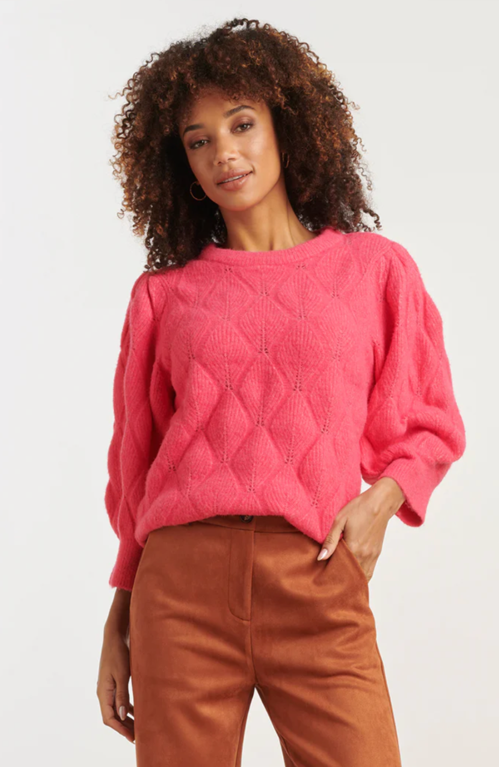 25500 KNITTED LOOSE WOMEN'S SWEATER | CERISE