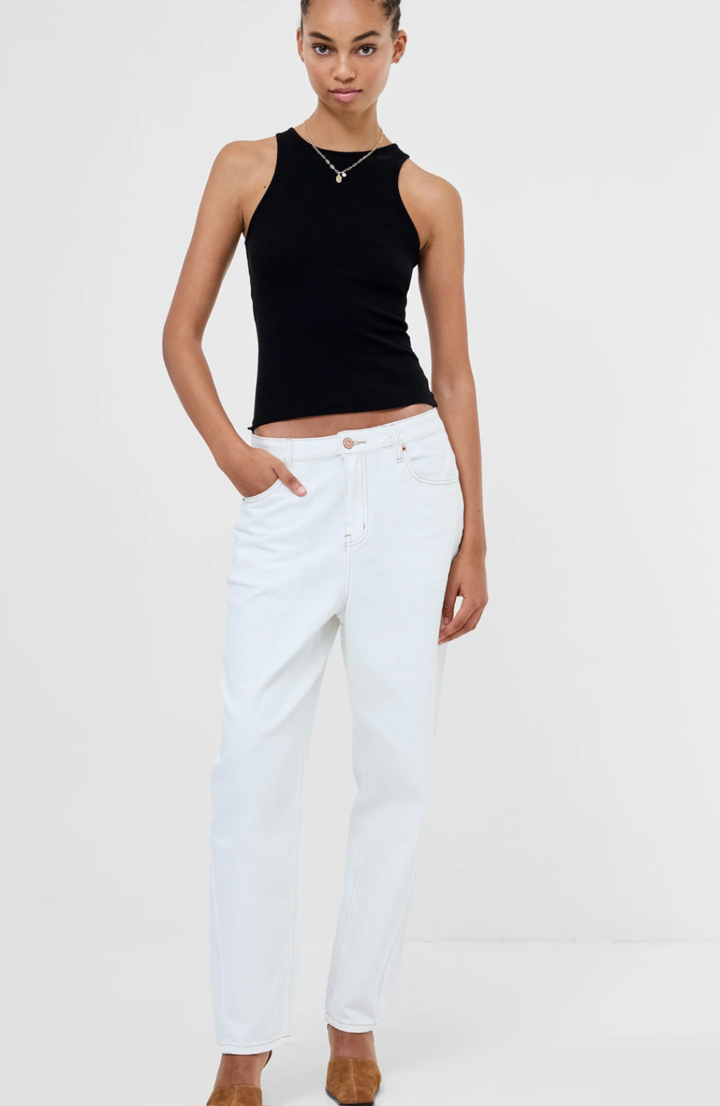 Loren Twill Denim Barrel Leg Jeans White