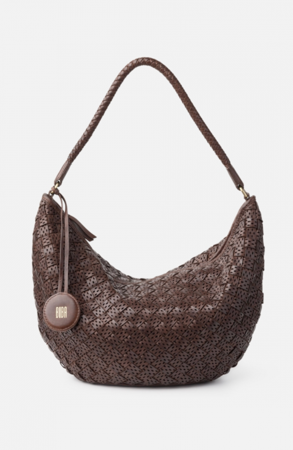 Leather shoulder bag BIBA Monowi Dark Brown