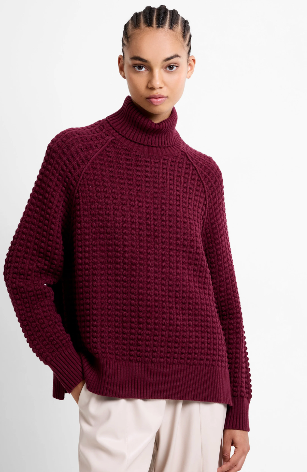 Keya Popcorn Knit Roll Neck Jumper