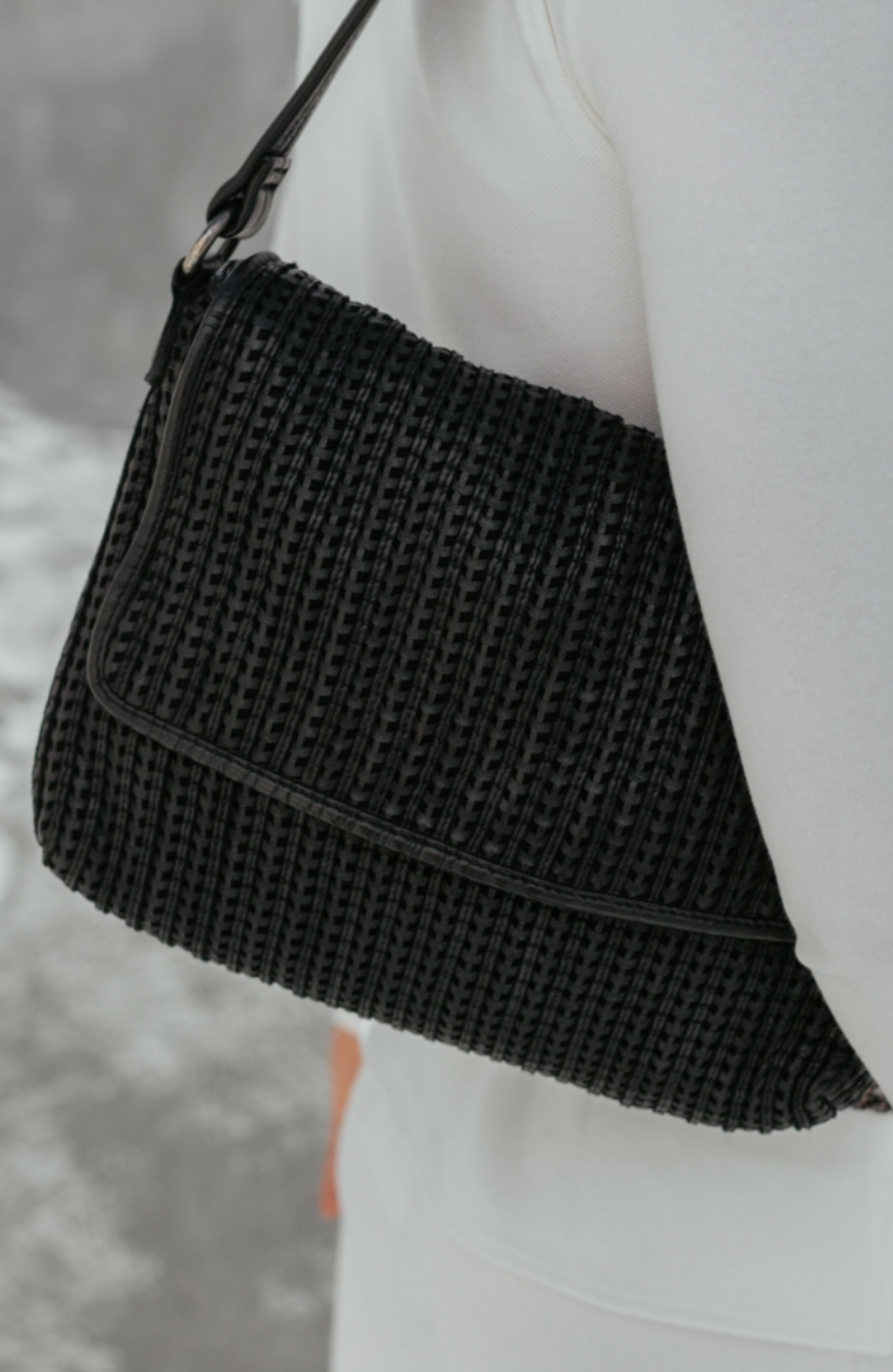 Leather shoulder bag BIBA Moab Black