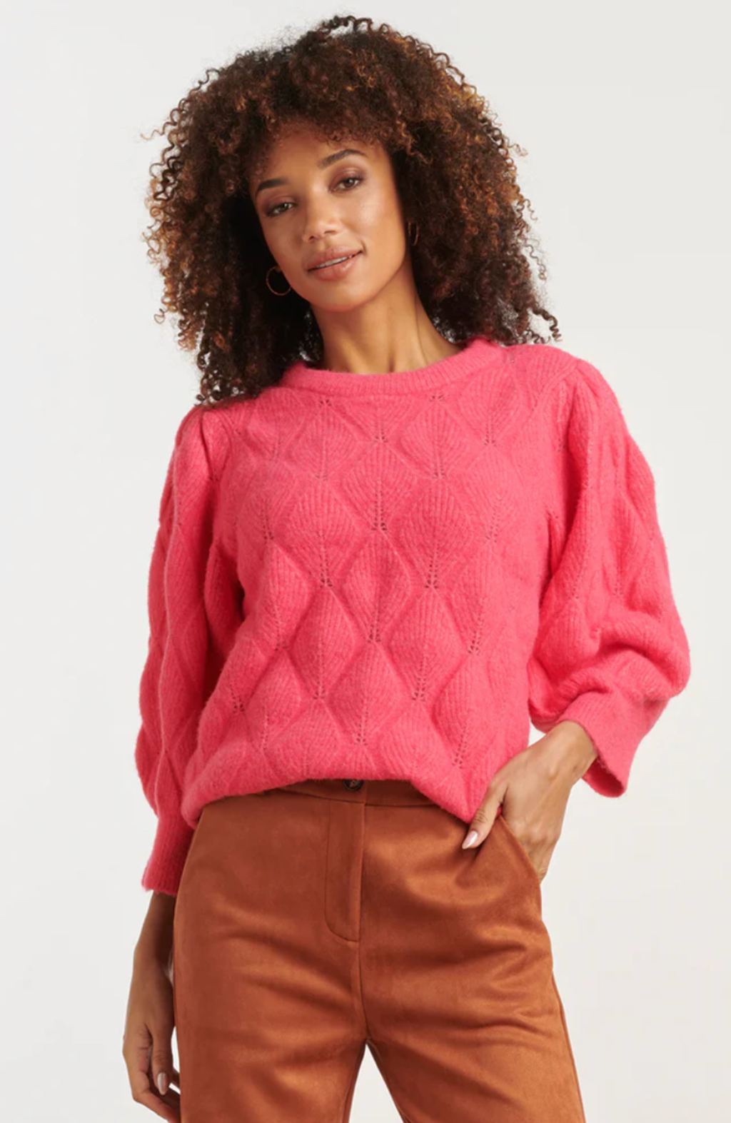 25500 SMASHED LEMON KNITTED LOOSE WOMEN'S SWEATER | CERISE