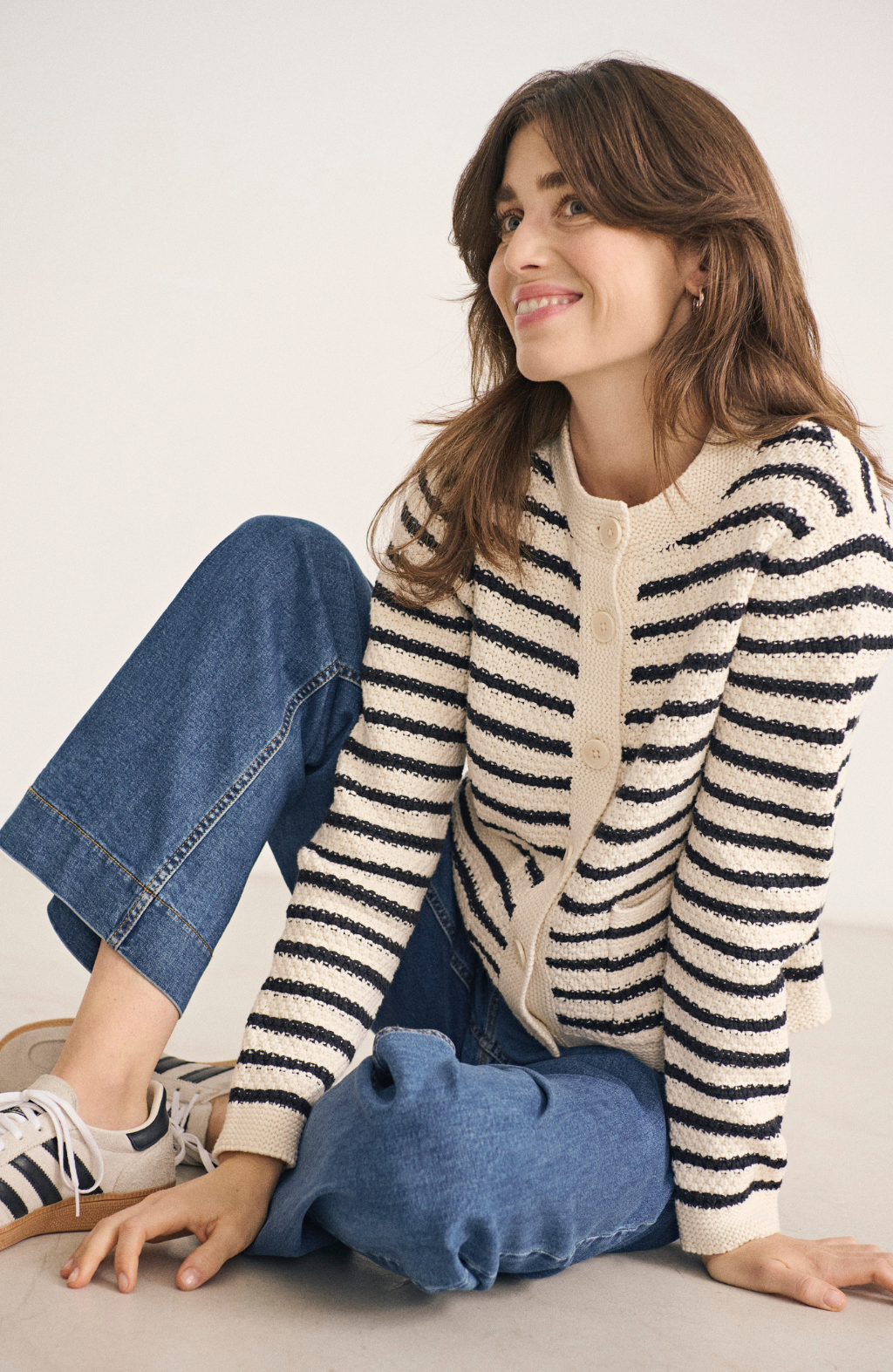 ElmiePW Cardigan Dark Navy Stripe