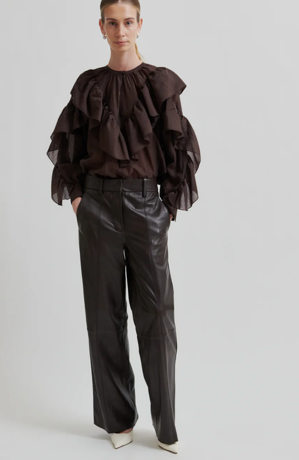 Letho Leather Straight Trousers