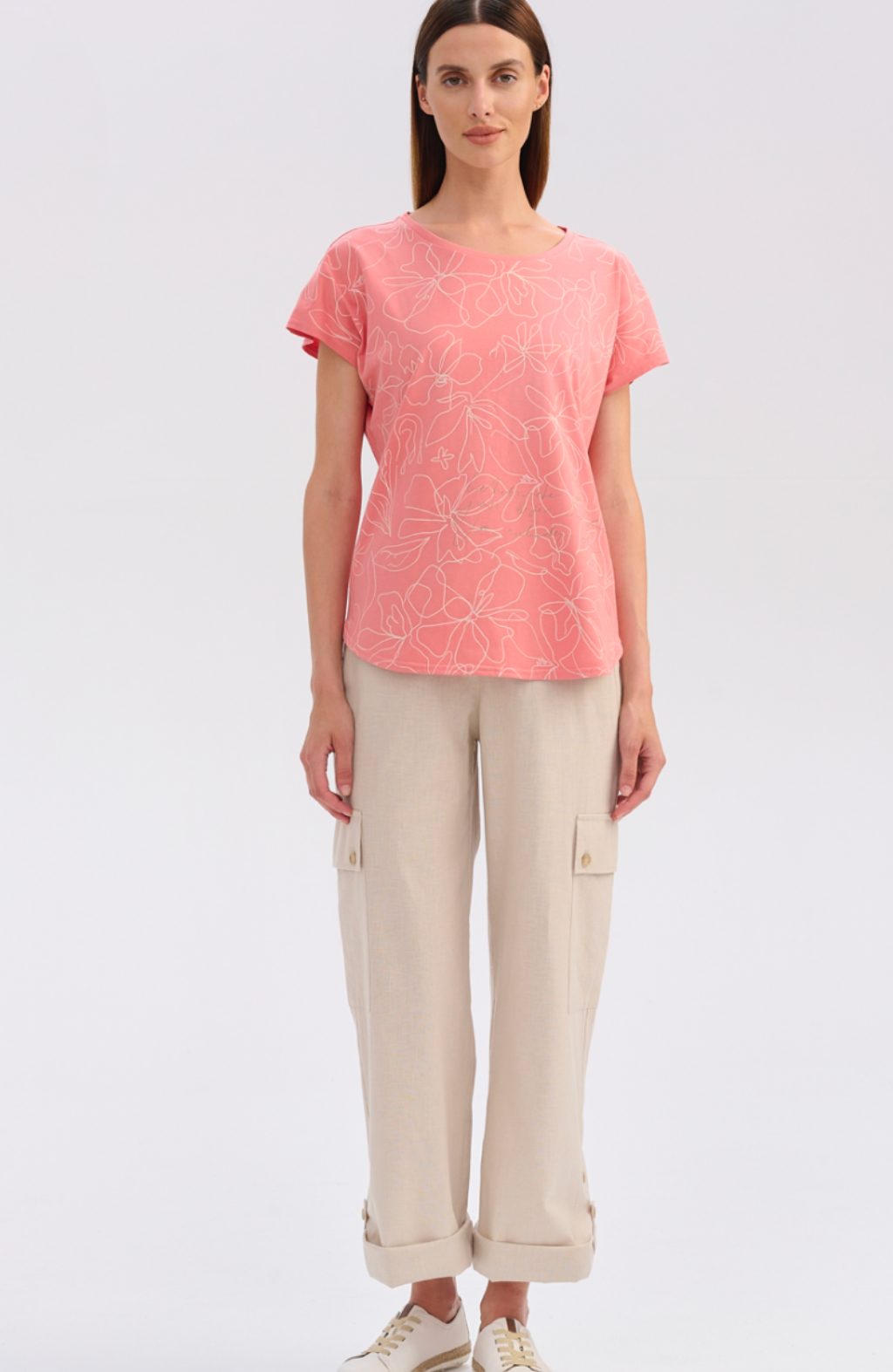 FERIA casual blouse with a floral motif pink