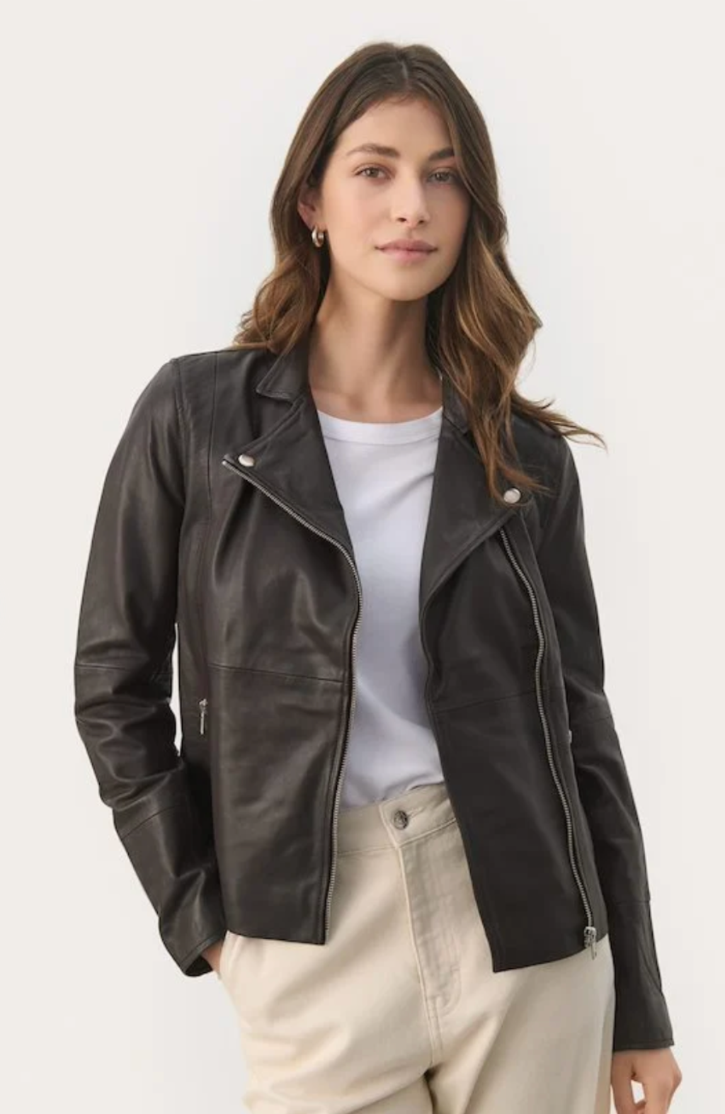 FRANCESPW LEATHER JACKET BROWN