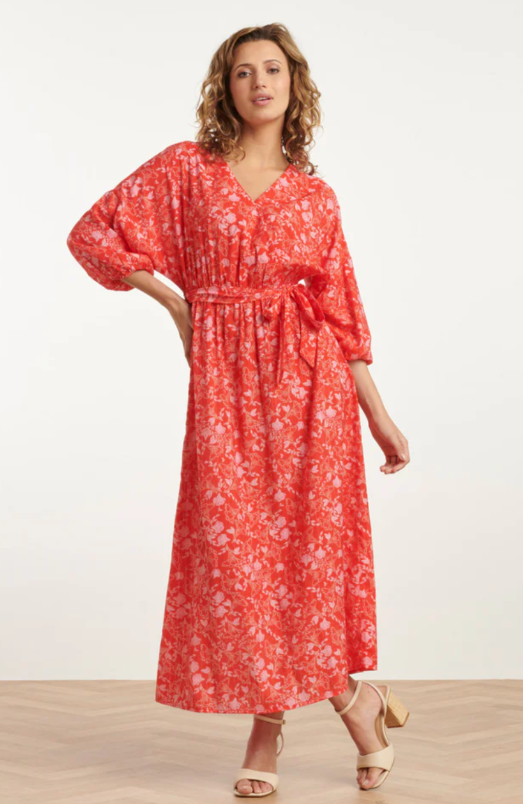 BABY FLORAL PRINT MAXI DRESS | RED-MULTICOLOUR