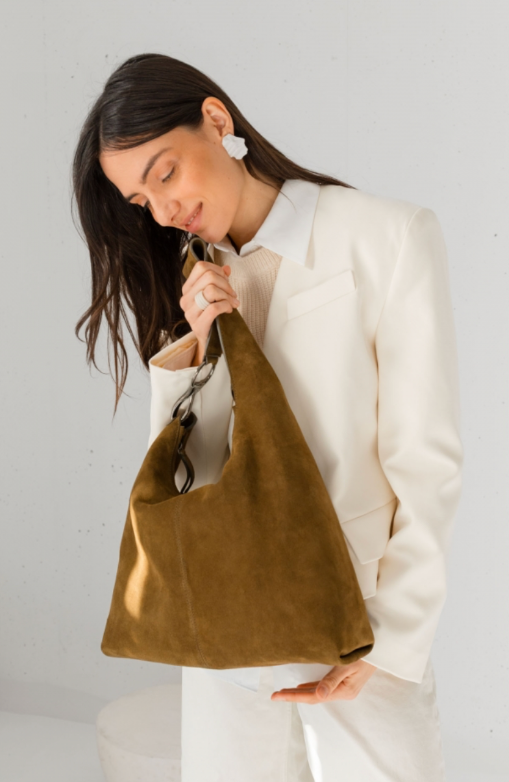 Leather shoulder bag BIBA Jackpot Khaki